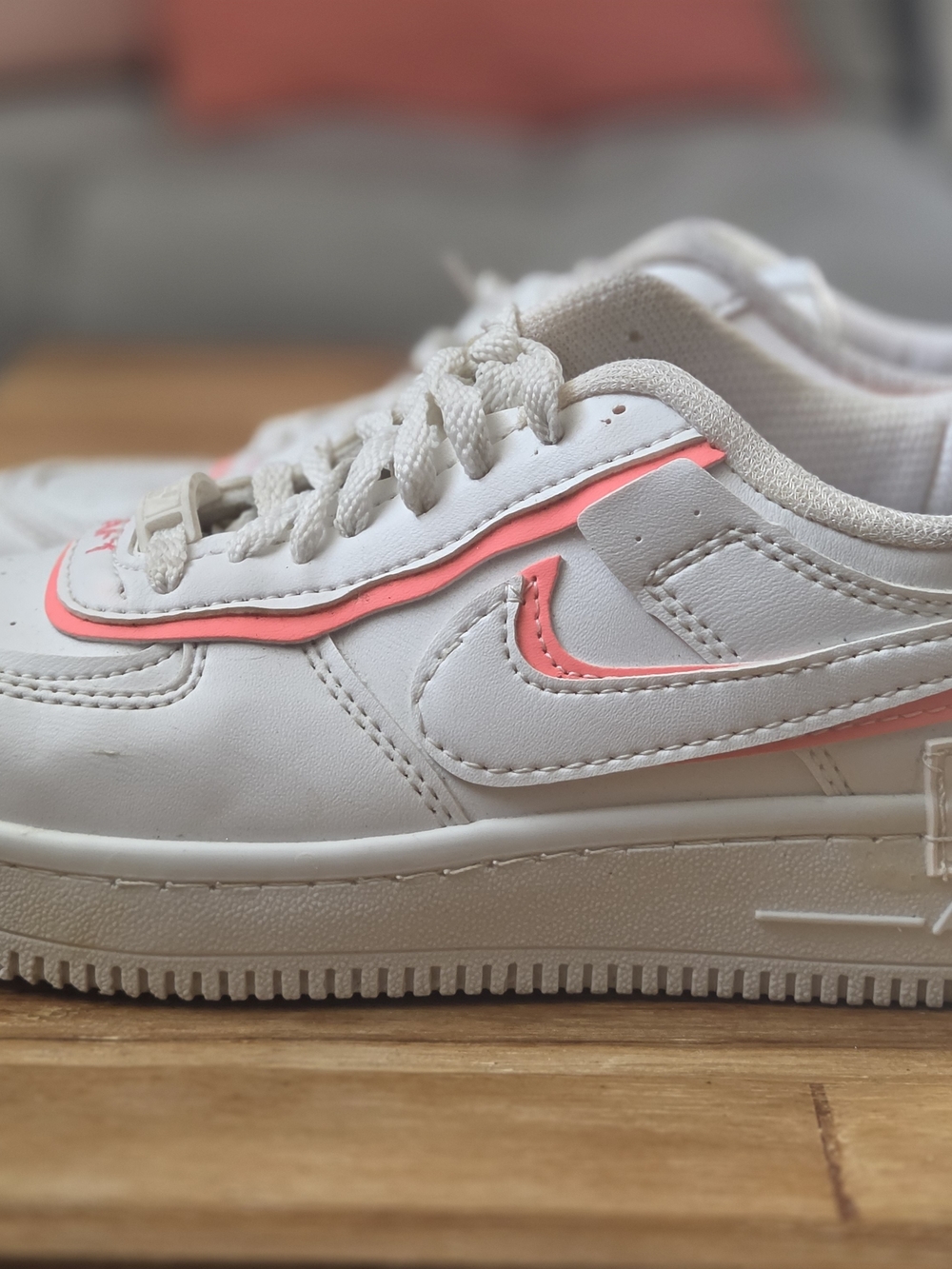 Nike White Sneakers with Coral Pink Trim